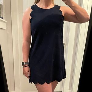 Navy Scalloped Tank Dress